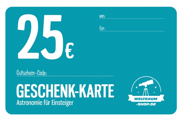 Weltraum-Shop.de Geschenk-Karte im Wert von 25 Euro (per E-Mail)